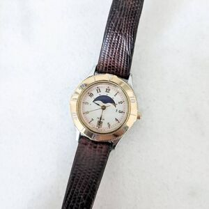 Vintage 80s Noblia Moonphase Gold Plated Women's Watch